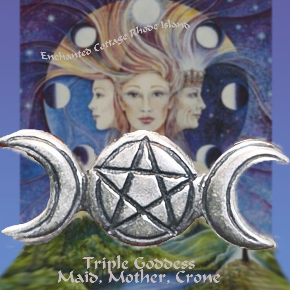 Practical Magik Pendant Amulet Triple Goddess Moon Pagan Wiccan Magic Necklace
